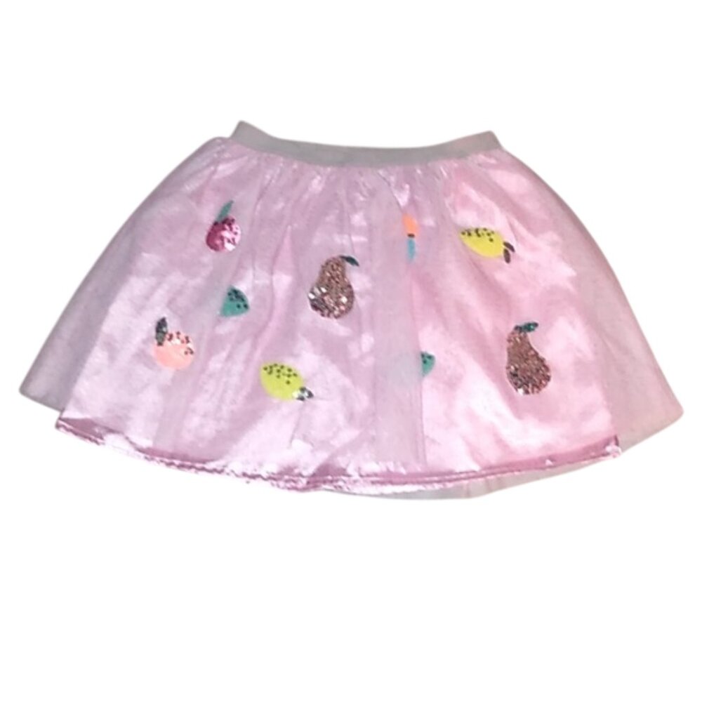 CAT & JACK, SEQUIN FRUIT SKIRT, COLOR: PINK AND MULTI COLOR, SIZE: M (7-8)